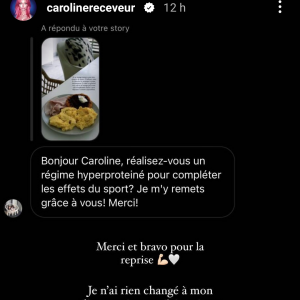 Caroline Receveur dévoile son mode de vie sur Instagram et répond à une remarque, le 15 janvier 2023