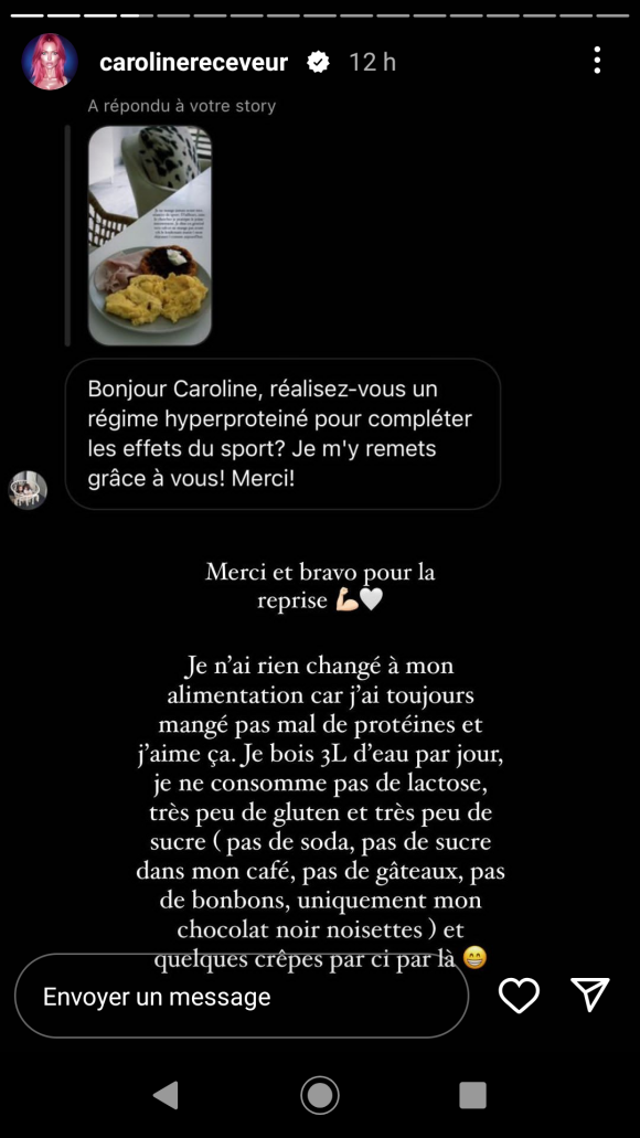 Caroline Receveur dévoile son mode de vie sur Instagram et répond à une remarque, le 15 janvier 2023