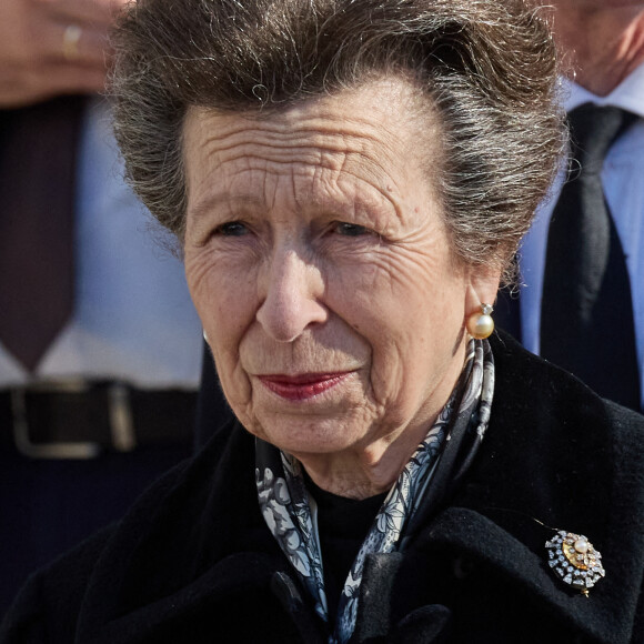 La princesse Anne d'Angleterre - Sorties des obsèques du roi Constantin II de Grèce en la cathédrale métropolitaine d'Athènes, Grèce, le 16 janvier 2023. © Cyril Moreau/Bestimage 