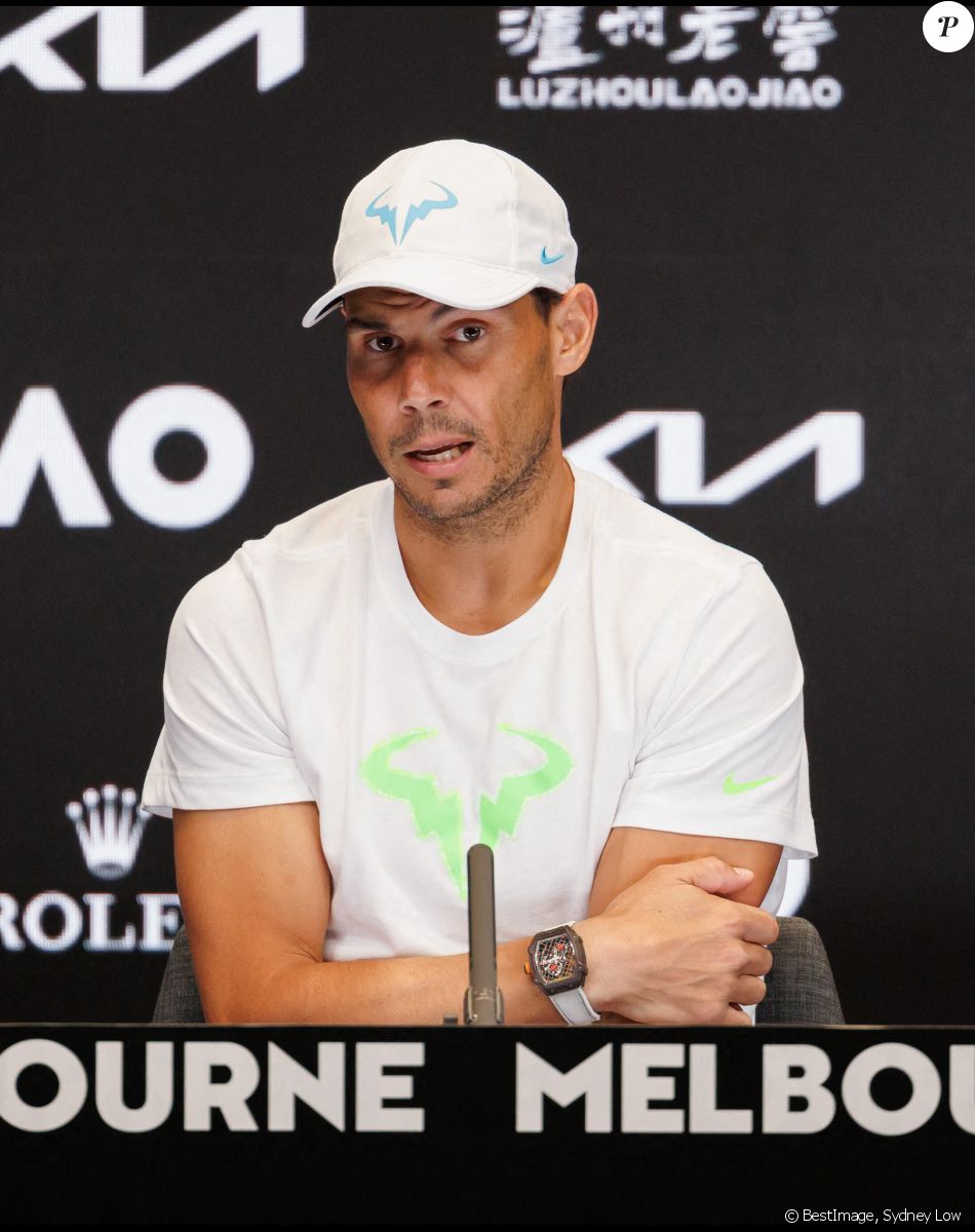 Rafael Nadal en conférence de presse lors du tournoi de l'Open d'Australie à Melbourne, le 18 janvier 2023. © Sydney Low/CSM via Zuma Press/Bestimage