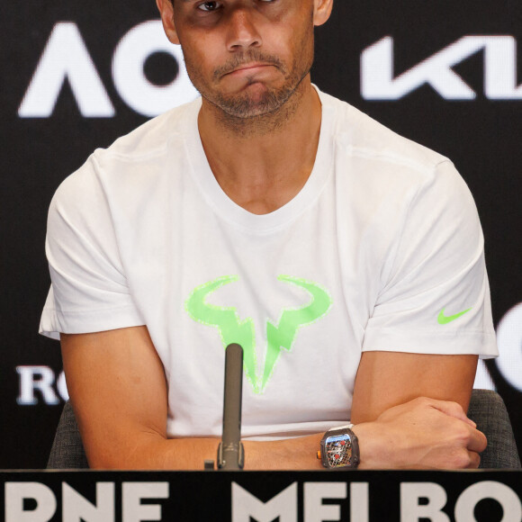 Rafael Nadal en conférence de presse lors du tournoi de l'Open d'Australie à Melbourne, le 18 janvier 2023. © Sydney Low/CSM via Zuma Press/Bestimage