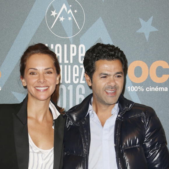 Jamel Debbouze et Mélissa Theuriau Soirée de clôture au palais des sports . Grand prix du jury , prix du public et prix d'interprètation rebaptisé désormais prix Michel Galabru pour Fatsah Bouyahmed 19ème festival international du film de comédie de l'Alpe d'Huez 2016 .