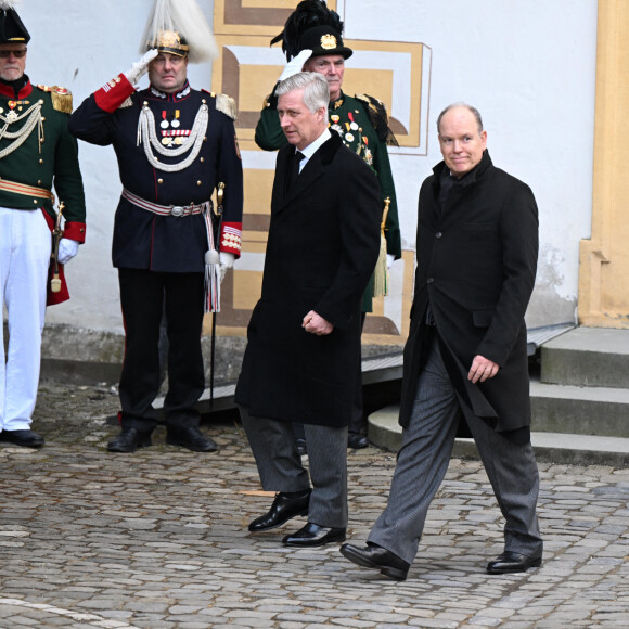 Albert de Monaco et Philippe de Belgique quittent l'enterrement de Max Margrave de Baden dans le Baden Wurtemberg @ Philipp von Ditfurth/DPA/ABACAPRESS.COM