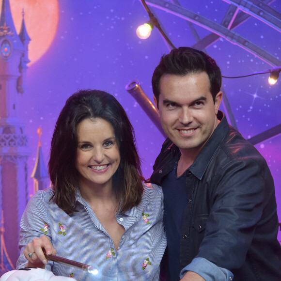 Faustine Bollaert et son mari Maxime Chattam - People au lancement du nouveau spectacle "Mickey et le magicien" au Parc Disneyland Paris. Le 2 juillet 2016 © Giancarlo Gorassini / Bestimage  