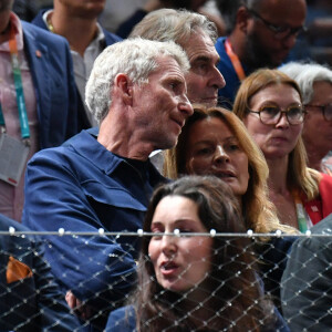 Denis Brogniart et sa femme Hortense à la victoire de Holger Rune contre Novak Djokovic lors de la finale du tournoi de tennis "Rolex Paris Masters 2022" à Bercy AccorHotels Arena à Paris, le 2 novembre 2022
