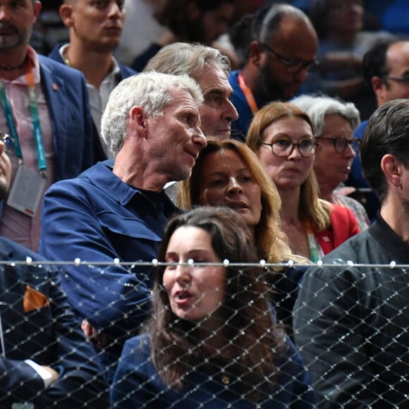 Denis Brogniart et sa femme Hortense à la victoire de Holger Rune contre Novak Djokovic lors de la finale du tournoi de tennis "Rolex Paris Masters 2022" à Bercy AccorHotels Arena à Paris, le 2 novembre 2022