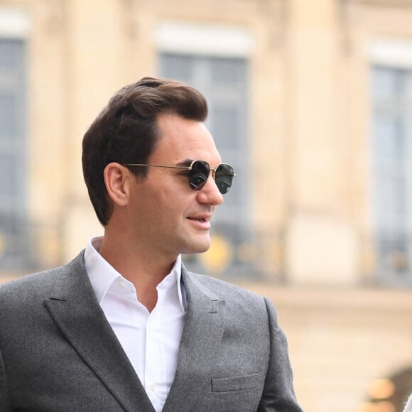 Exclusif - Roger Federer, sa femme Mirka Federer arrivent à l'hôtel Riz après avoir assisté au déilé Chanel Haute Couture printemps / été 2023 lors de la fashion week à Paris le 24 janvier 2023.