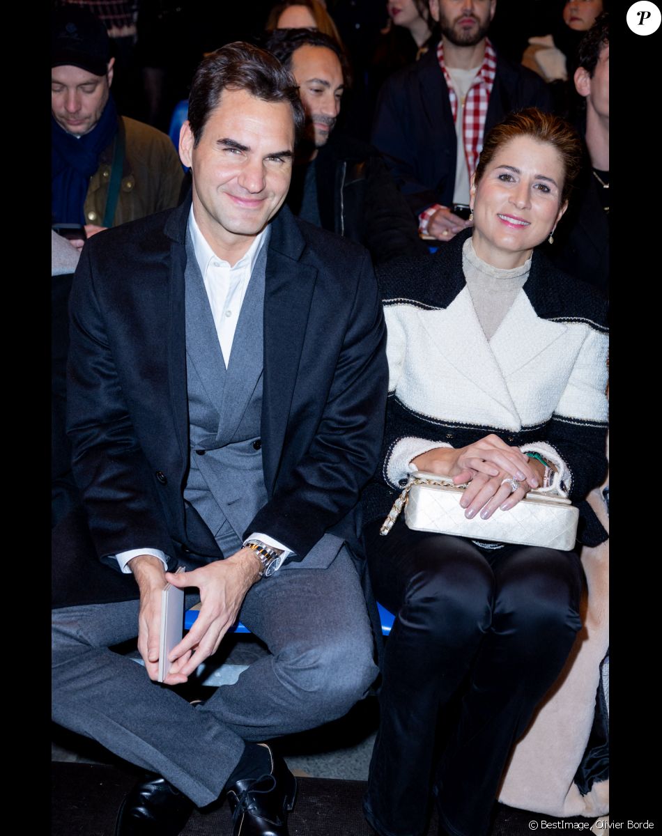 Roger Federer et sa femme Mirka Vavrinec au défilé Chanel Haute Couture printemps / été 2023 lors de la fashion week à Paris le 24 janvier 2023. © Olivier Borde / Bestimage