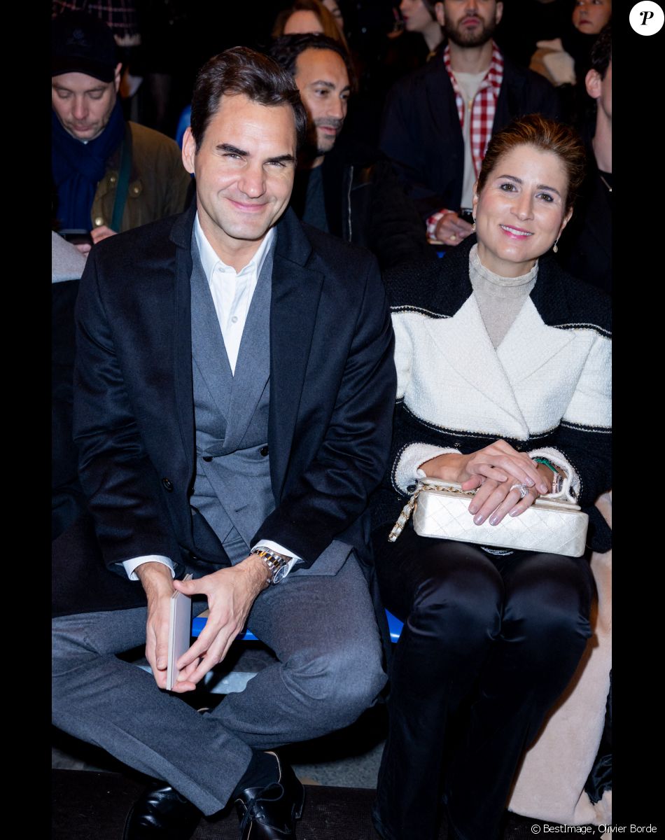 Roger Federer et sa femme Mirka Vavrinec au défilé Chanel Haute Couture printemps / été 2023 lors de la fashion week à Paris le 24 janvier 2023. © Olivier Borde / Bestimage