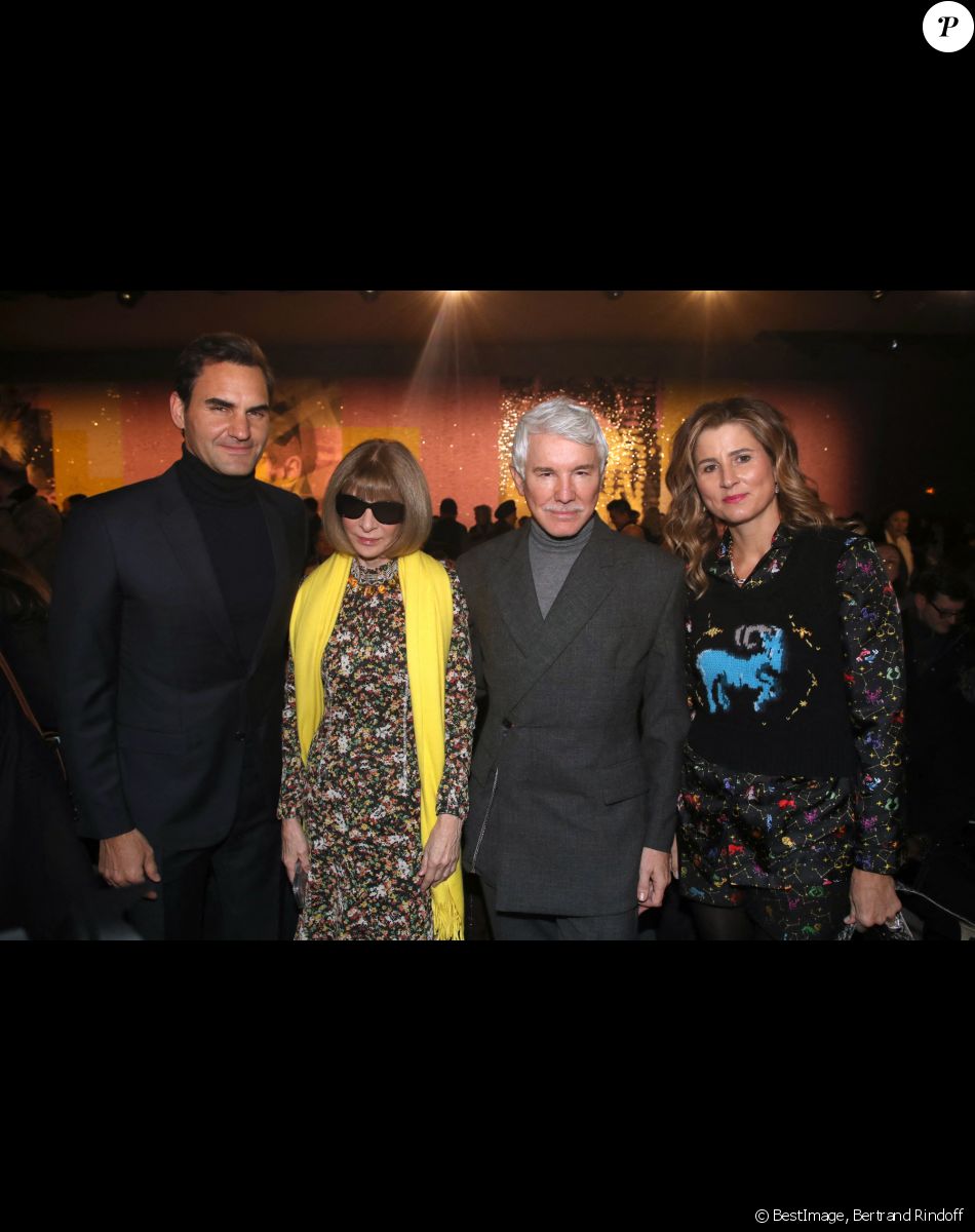 Roger Federer, Anna Wintour, Baz Luhrmann et Mirka Federer - Photocall au défilé de mode Haute-Couture Christian Dior au musée Rodin lors de la Fashion Week Printemps-été 2023 de Paris, France, le 23 janvier 2023. © Bertrand Rindoff Petroff/Bestimage