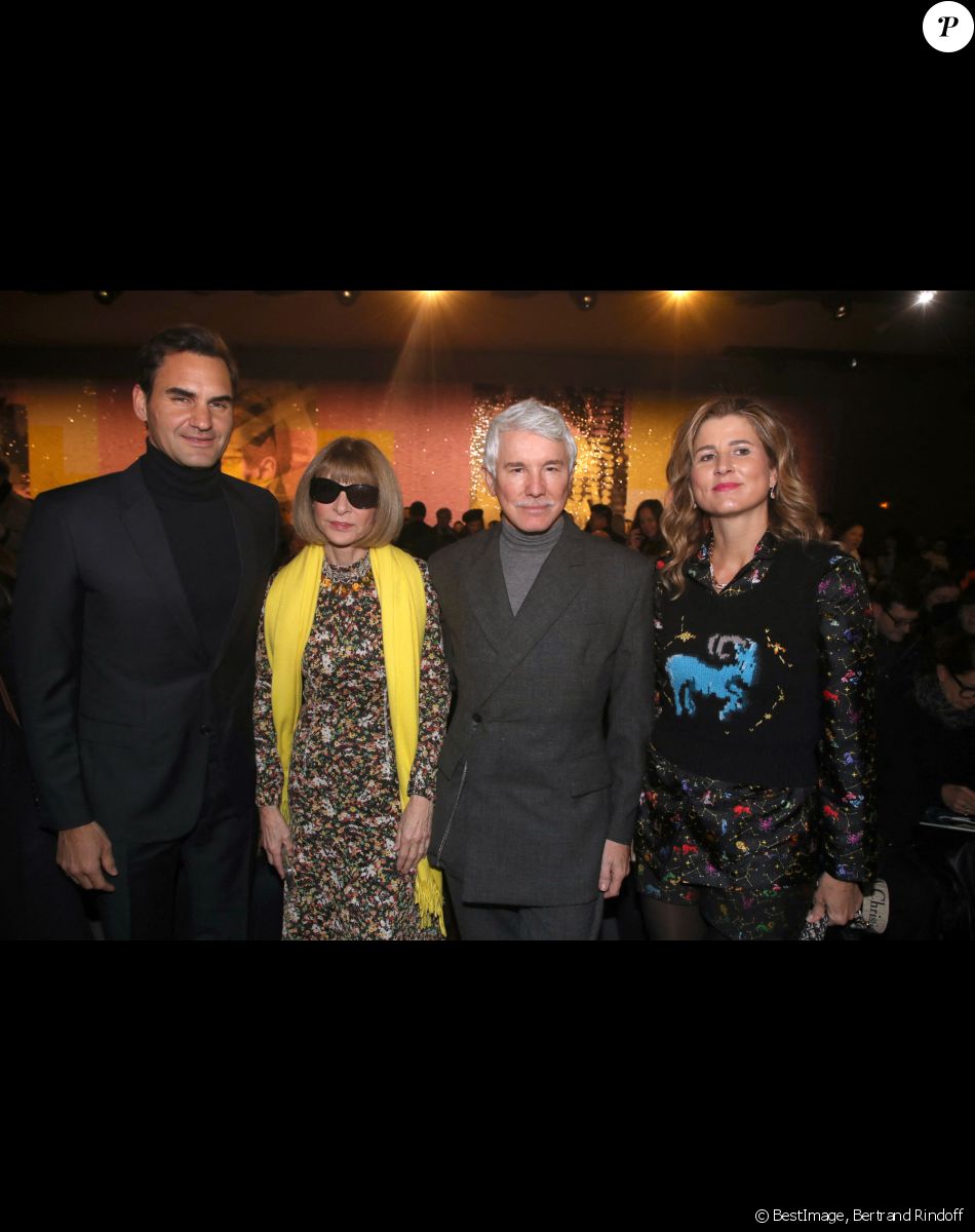 Roger Federer, Anna Wintour, Baz Luhrmann et Mirka Federer - Photocall au défilé de mode Haute-Couture Christian Dior au musée Rodin lors de la Fashion Week Printemps-été 2023 de Paris, France, le 23 janvier 2023. © Bertrand Rindoff Petroff/Bestimage