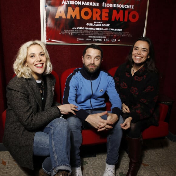 Exclusif - Alysson Paradis, Guillaume Gouix et Elodie Bouchez lors de l'avant-première du film "Amore Mio" au Cinéma Saint-André des Arts à Paris. © Denis Guignebourg / Bestimage 