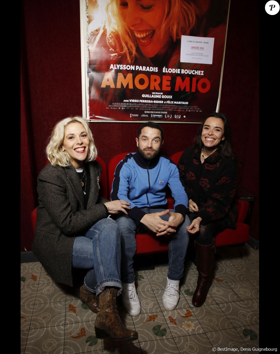 Exclusif - Alysson Paradis, Guillaume Gouix et Elodie Bouchez lors de l'avant-première du film "Amore Mio" au Cinéma Saint-André des Arts à Paris. © Denis Guignebourg / Bestimage