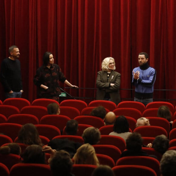 Exclusif - Alysson Paradis, Guillaume Gouix et Elodie Bouchez lors de l'avant-première du film "Amore Mio" au Cinéma Saint-André des Arts à Paris le 23 janvier 2023. © Denis Guignebourg / Bestimage 