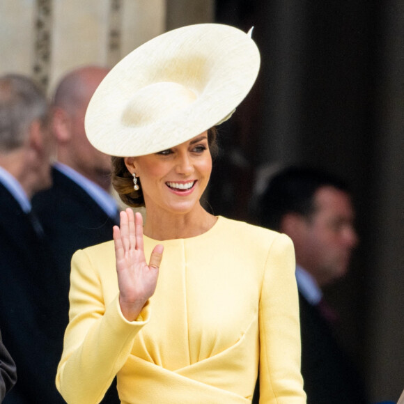 Catherine (Kate) Middleton, duchesse de Cambridge - Les membres de la famille royale et les invités lors de la messe célébrée à la cathédrale Saint-Paul de Londres, dans le cadre du jubilé de platine (70 ans de règne) de la reine Elisabeth II d'Angleterre. Londres, le 3 juin 2022. 
