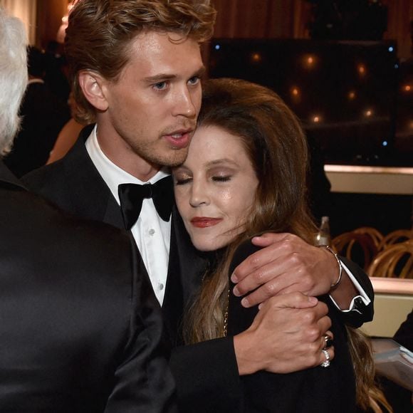Austin Butler et Lisa-Marie Presley à la 80e cérémonie des Golden Globes, au "Beverly Hilton" à Los Angeles, le 10 janvier 2023. © HFPA via The Grosby Group / Bestimage 
