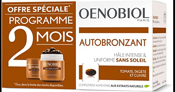 Prenez un complément alimentaire par jour pour un teint de rêve avec cet autobronzant hâle intense et uniforme sans soleil d'Oenobiol