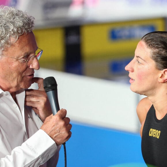 Charlotte Bonnet, France 1/2 Finale 200 M Nage Libre Femmes avec Nelson Monfort lors des championnats du monde de natation à Budapest, Hongrie, le 20 juin 2022. © Laurent Lairys/Panoramic/Bestimage 