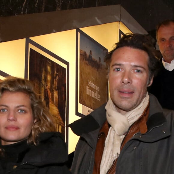 Nicolas Bedos et sa compagne Pauline Desmonts - Projection du documentaire "Slava Ukraini" (Gloire à l'Ukraine) de Bernard-Henri Lévy au Cinéma Balzac à Paris, le 6 février 2023. © Bertrand Rindoff / Bestimage