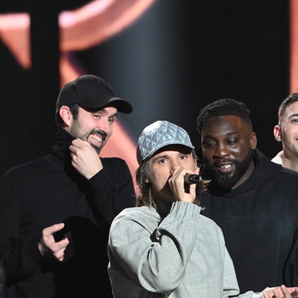 Le rappeur Orelsan (Chanson originale avec "La Quête", Concert avec "Civilisation Tour" et Création audiovisuelle pour "La Quête" réalisé par Victor Haegelin) lors de la 38ème cérémonie des Victoires de la musique à la Seine musicale de Boulogne-Billancourt, France, le 10 février 2023. © Coadic Guirec/Bestimage