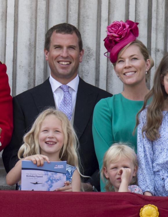 Peter Phillips, Autumn Phillips, Savannah Phillips, Isla Phillips - La famille royale d'Angleterre au palais de Buckingham pour assister à la parade "Trooping The Colour" à Londres le 17 juin 2017. 