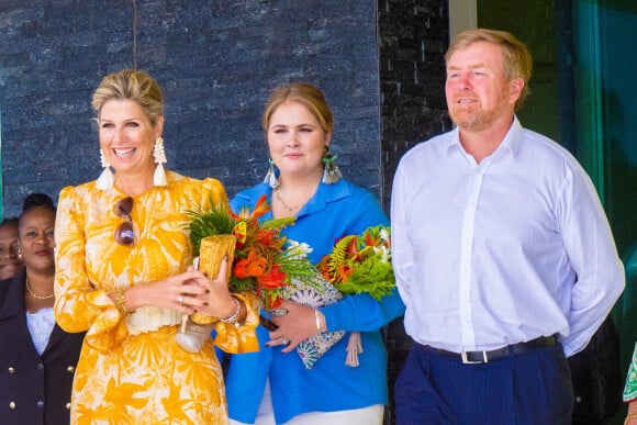 Le roi Willem-Alexander, la reine Maxima et la princesse Amalia des Pays-Bas - La famille royale des Pays-Bas en visite sur l'île de Saint-Eustache, à l'occasion de leur voyage dans les Antilles néerlandaises.