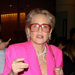 Sharon Stone à la sortie de la soirée pre-Grammy "Clive Davis" à Beverly Hills
