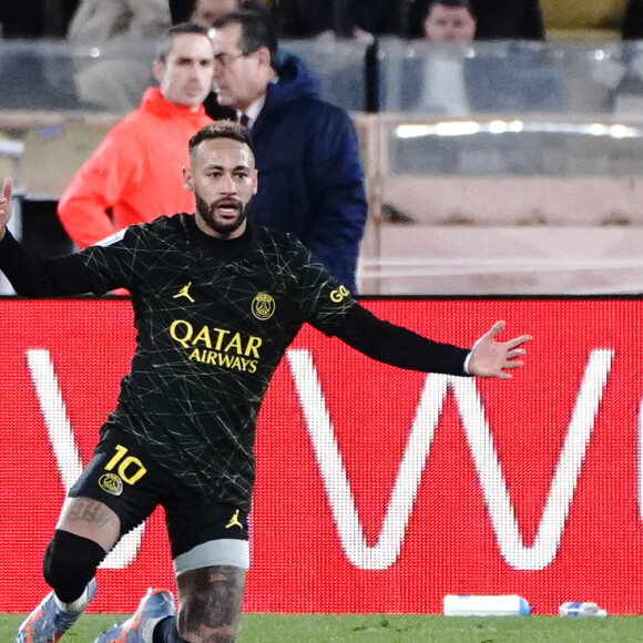 Neymar Jr (PSG) - Match de football en ligue 1 Uber Eats : L'AS Monaco remporte la victoire 3 à 1 face au PSG (Paris Saint Germain) au Stade Louis II le 11 février 2023. © Norbert Scanella / Panoramic / Bestimage