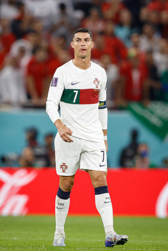 Cristiano Ronaldo - Match de football de quart de finale opposant le Portugal au Maroc lors de la coupe du Monde au stade Education City à Al Rayyan au Qatar, le 10 décembre 2022. © Fotoarena/Panoramic/Bestimage