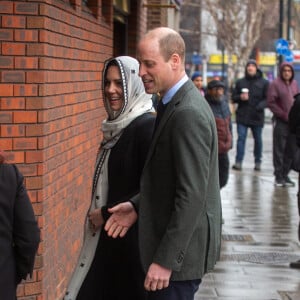 Le prince William, prince de Galles, et Catherine (Kate) Middleton, princesse de Galles, arrivent au centre Hayes Muslim pour une visite pour voir le travail de secours en Turquie et en Syrie par diverses ONG à Londres, Royaume Unis, le 8 mars 2023. © Tayfun Salci/Zuma Press/Bestimage 