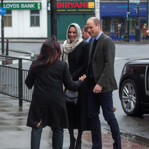 Le prince William, prince de Galles, et Catherine (Kate) Middleton, princesse de Galles, arrivent au centre Hayes Muslim pour une visite pour voir le travail de secours en Turquie et en Syrie par diverses ONG à Londres, Royaume Unis, le 8 mars 2023. © Tayfun Salci/Zuma Press/Bestimage 