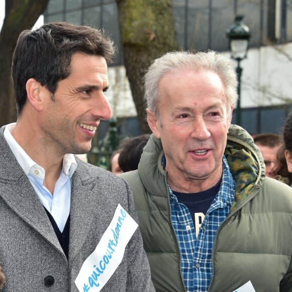 Tony Estanguet et Gérard Klein lors du lancement de l'opération Kinder "Qui Court Donne !" au profit du Secours Populaire à la Grande Verrière du Jardin d'Acclimatation à Paris, le 2 mars 2016. © Giancarlo Gorassini/Bestimage