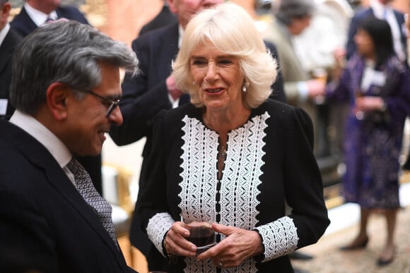 La reine consort Camilla Parker Bowles lors de la réception pour la journée du Commonwealth au palais de Buckingham à Londres. Le 13 mars 2023 