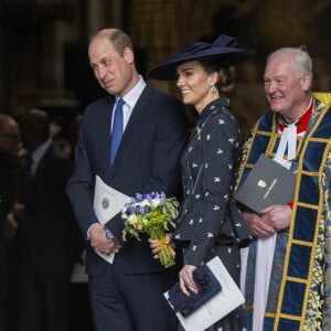 Le prince William, prince de Galles, Catherine (Kate) Middleton, princesse de Galles - La famille royale britannique à la sortie du service annuel du jour du Commonwealth à l'abbaye de Westminster à Londres le 13 mars 2023. 