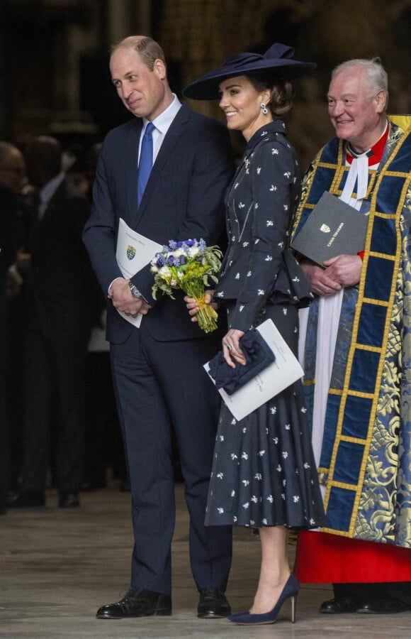 Le prince William, prince de Galles, Catherine (Kate) Middleton, princesse de Galles - La famille royale britannique à la sortie du service annuel du jour du Commonwealth à l'abbaye de Westminster à Londres le 13 mars 2023. 