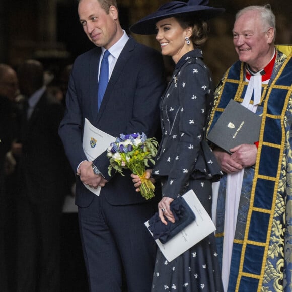 Le prince William, prince de Galles, Catherine (Kate) Middleton, princesse de Galles - La famille royale britannique à la sortie du service annuel du jour du Commonwealth à l'abbaye de Westminster à Londres le 13 mars 2023. 