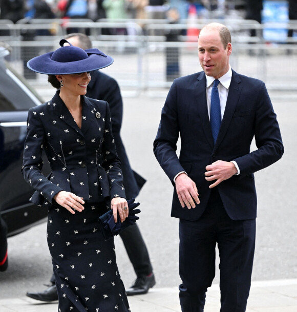 Le prince William, prince de Galles, et Catherine (Kate) Middleton, princesse de Galles - Arrivées au service annuel du jour du Commonwealth à l'abbaye de Westminster à Londres, le 13 mars 2023. 