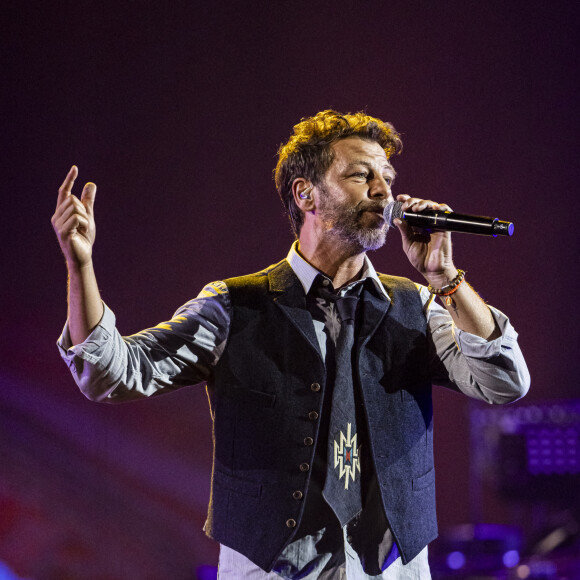 Exclusif - Christophe Maé - Concert hommage à Johnny Hallyday "Que je t'aime" à l'AccorHotels Arena Paris Bercy à Paris. Le 14 septembre 2021 © Borde-Jacovides-Moreau / Bestimage 