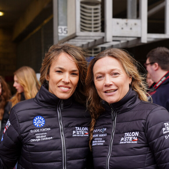 Exclusif - Elodie Fontan (pour l'association Mécénat Chirurgie Cardiaque), Caroline Vigneaux (pour l'association Fédération nationale solidarité femmes) lors de la 4ème édition du challenge automobile caritatif "Talon Piste" sur le circuit Bugatti au Mans le 19 mars 2023. Après 3 ans de succès, plus de 50 000 euros de dons reversés aux associations... le célèbre challenge automobile caritatifféminin est revenu pour une fantastique 4ème édition au Mans. Des personnalités féminines relèvent un défi inédit en pilotantau profit d'associations caritatives accompagnées d'un coach reconnu. 3 000 euros seront directement versés à l'association de chaque ambassadrice, le reste étant cumulé et réparti pour les 3 associations du podium. Par exemple, pour 20 équipages engagés : au moins 10 000 euros pour la première place, 6 000 euros pour la seconde et 4 000 euros pour la troisième. Et 10 euros reversés au profit des associations sur chaque entrées visiteurs. Les gagnantes de l'édition 2023 : Justine Dupont, 1ère place pour l'association Fédération Nationale Solidarité Femmes Caterina Murino 2 ème place en Aston Martin pour Amref Health Africa Clara Marz, 3ème place sur McLaren pour Imagine for Margo. plus de 8000 euros de dons vont être distribués aux associations. © Anne-Sophie Guebey / Bestimage 