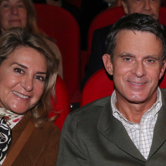 Semi-exclusif - Manuel Valls et sa femme Susana Gallardo Torrededia - Présentation et Projection du Documentaire de Bernard-Henri Lévy (BHL) sur la guerre en Ukraine : "Slava Ukraini" (Gloire à l'Ukraine) au Cinéma Balzac à Paris, France, le 6 Février 2023. © Bertrand Rindoff / Bestimage