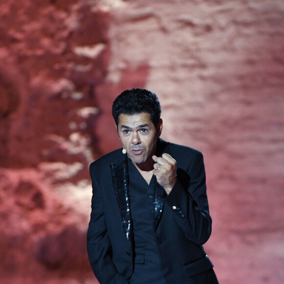 Exclusif - Jamel Debbouze lors de la soirée du grand gala du "Marrakech du Rire 2022" pour la 10ème édition au palais El Badiî à Marrakech, Maroc, le 18 juin 2022. © Rachid Bellak/Bestimage