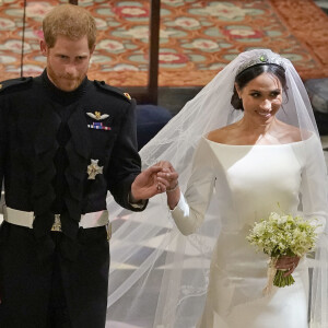 S'ils se sont rencontrés en 2016, le prince Harry lui a demandé sa main l'année suivante !
Le prince Harry et Meghan Markle, duchesse de Sussex - Cérémonie de mariage du prince Harry et de Meghan Markle en la chapelle Saint-George au château de Windsor, Royaume Uni, le 19 mai 2018. 