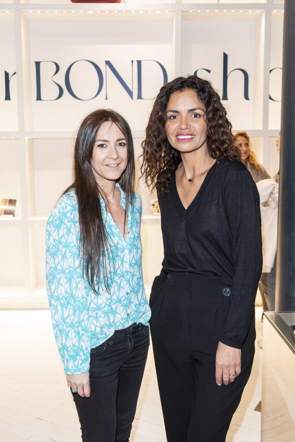 Emmanuelle Boidron et Laurence Roustandjee lors de l'inauguration du premier pop up store Amäy organisé par yourBond.shop à Paris le 4 avril 2023. © Pierre Perusseau / Bestimage