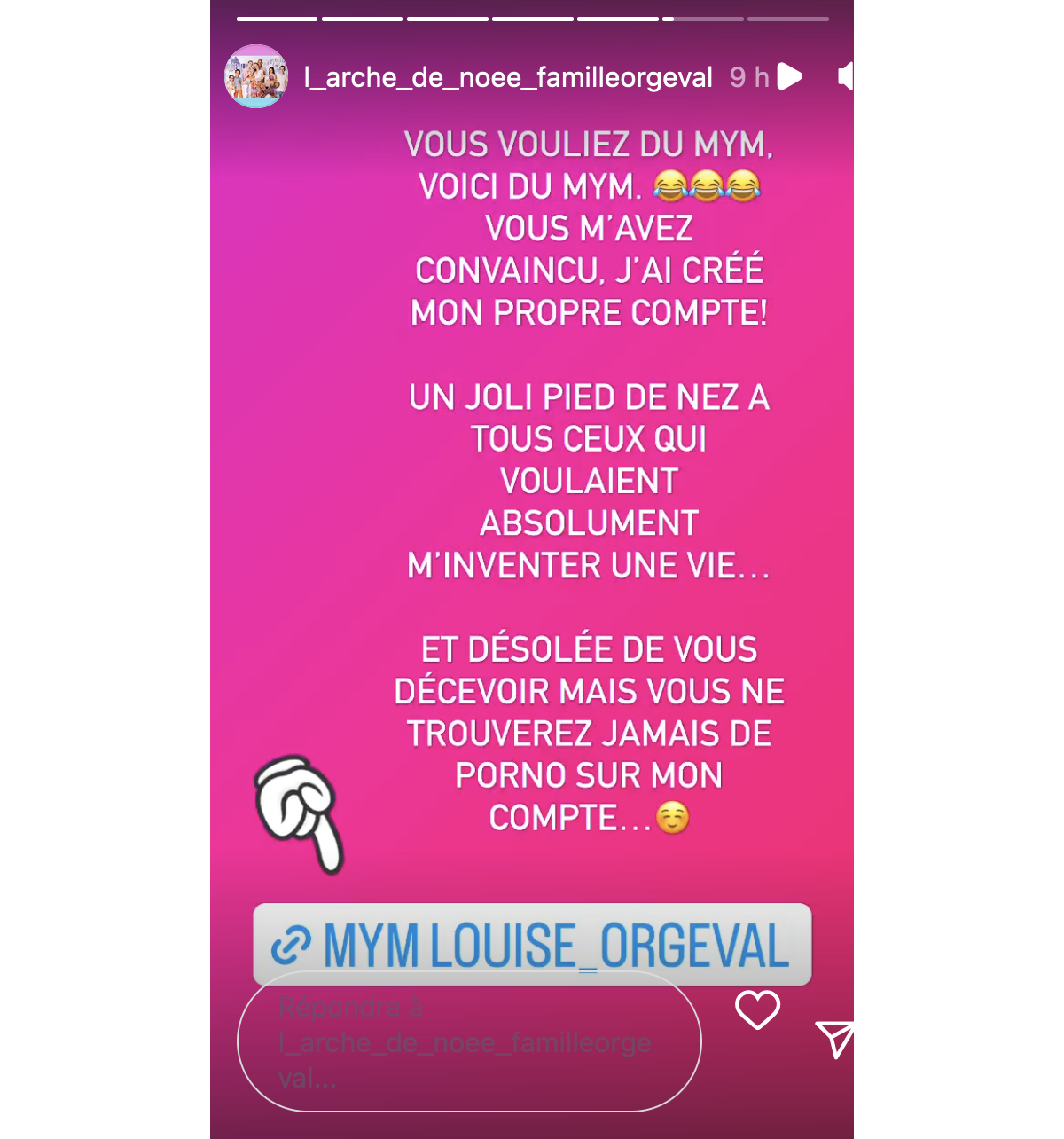 Photo : Elle a fini par ouvrir son compte MYM ! Louise Orgeval (Familles  nombreuses) annonce ouvrir son compte MYM - Instagram - Purepeople