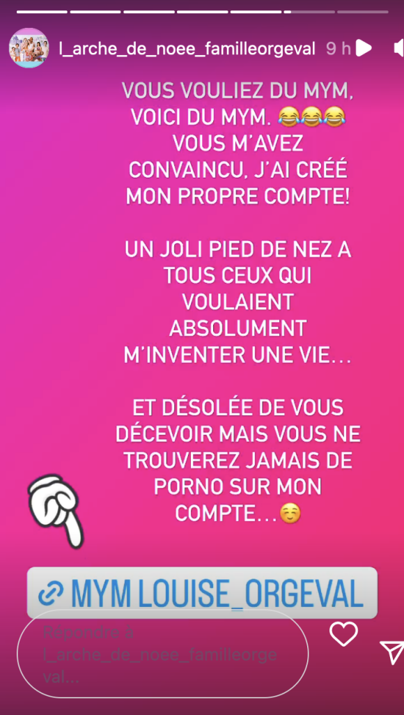 Elle a fini par ouvrir son compte MYM !
Louise Orgeval (Familles nombreuses) annonce ouvrir son compte MYM - Instagram