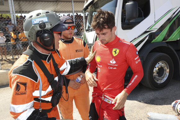 Charles Leclerc contraint d'abandonner suite à une sortie de piste lors du Grand Prix de France de Formule 1 (F1) au Castellet, le 24 juillet 2022. © Hoch Zwei via Zuma Press/Bestimage 