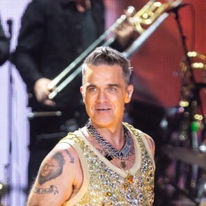 Concert de Robbie Williams à Birmingham dans le cadre de sa tournée pour les 25 ans de carrière solo le 15 octobre 2022. 