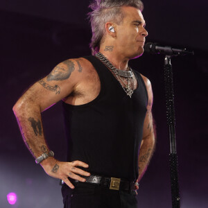 Robbie Williams en concert au Bavaria Sounds à Munich, Allemagne, le 26 août 2022. © Action Press/Bestiamge