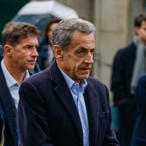 Nicolas Sarkozy - Obsèques de l'avocat Hervé Temime au cimetière du Montparnasse à Paris, le 14 avril 2023. © Clovis-Jacovides/Bestimage