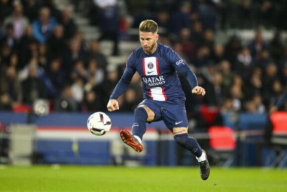 Sergio Ramos (PSG) - Match de championnat de Ligue 1 Uber Eats opposant le Paris Saint-Germain (PSG) au RC Lens (3-1) au Parc des Princes à Paris le 15 avril 2023. 